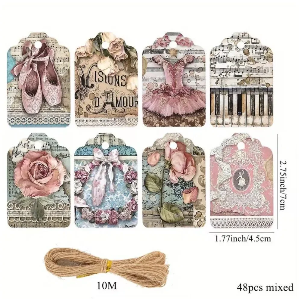Shabby-Chic Gift Tags Vintage Ballet Hanging Tag Journal Clipart DIY Paper Craft